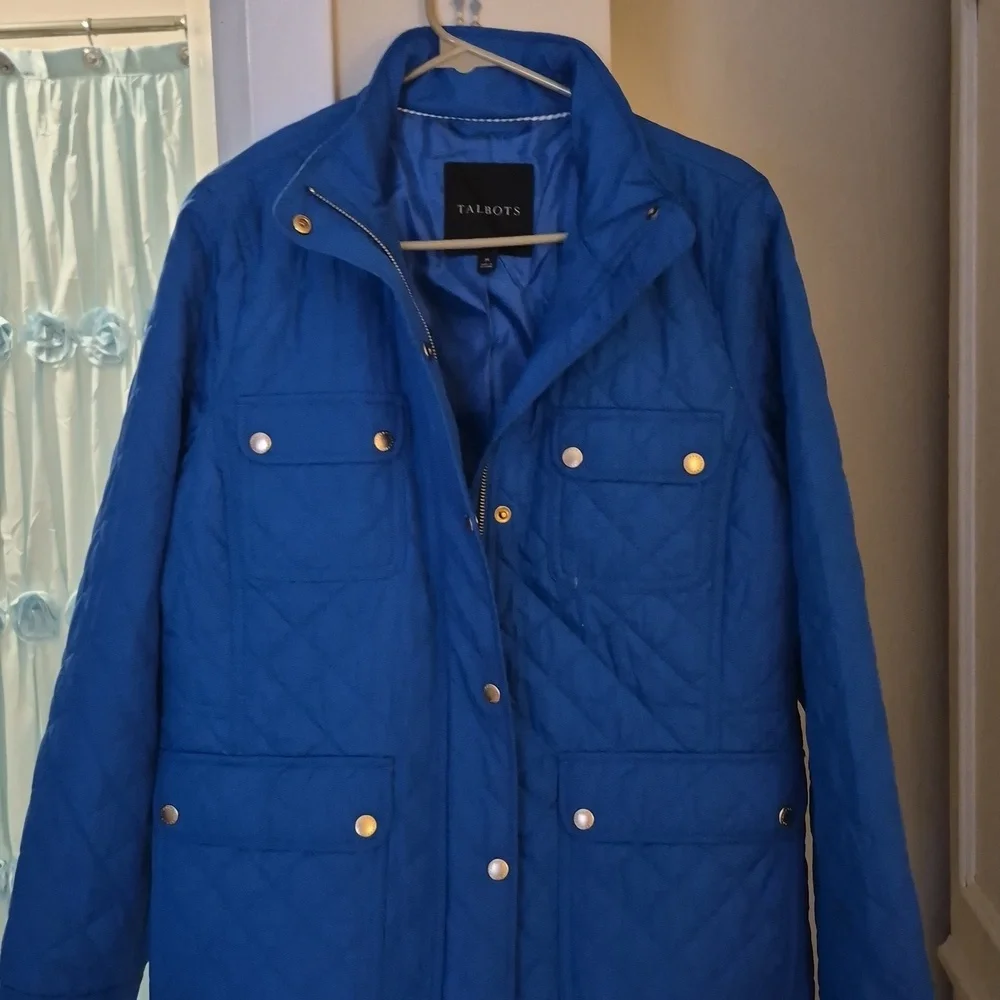 TALBOTS  Quilted Lightweight Barn Jacket Cobalt Blue Sz M